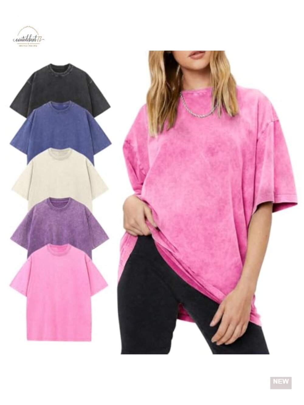 Oversized Cotton Acid Wash Boyfriend Tee, Vintage Crew Neck Loose Fit Top